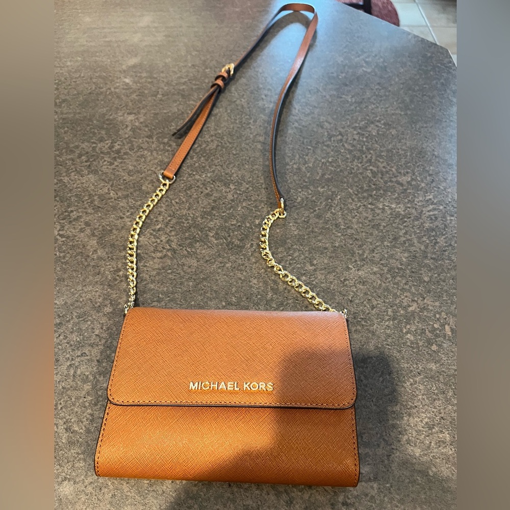 Michael Kors Brown Crossbody Bag with Gold Chain